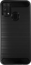 BMAX Carbon soft case hoesje voor Samsung Galaxy M31 / Soft cover / Telefoonhoesje / Beschermhoesje / Telefoonbescherming - Zwart