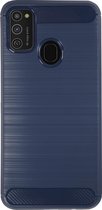 BMAX Carbon soft case hoesje voor Samsung Galaxy M21 / Soft cover / Telefoonhoesje / Beschermhoesje / Telefoonbescherming - Blauw