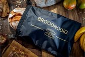 BROODNODIG® - Herbruikbare Broodzak (44x30cm) – 100% RPET – Broodzakken Voor Zelfgebakken Brood – Broodtrommel – Thuisbakker - Diepvrieszak - Brooddoos – Zwart