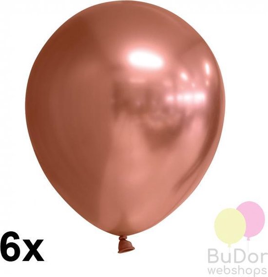 Chrome ballonnen, koper kleur, 6 stuks, 30cm