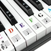 Queencess Gekleurde piano stickers - Voor Witte en zwarte toetsen - keyboard stickers - 49/54/61/88 toetsen - PianoStickers voor beginners en gevorderden