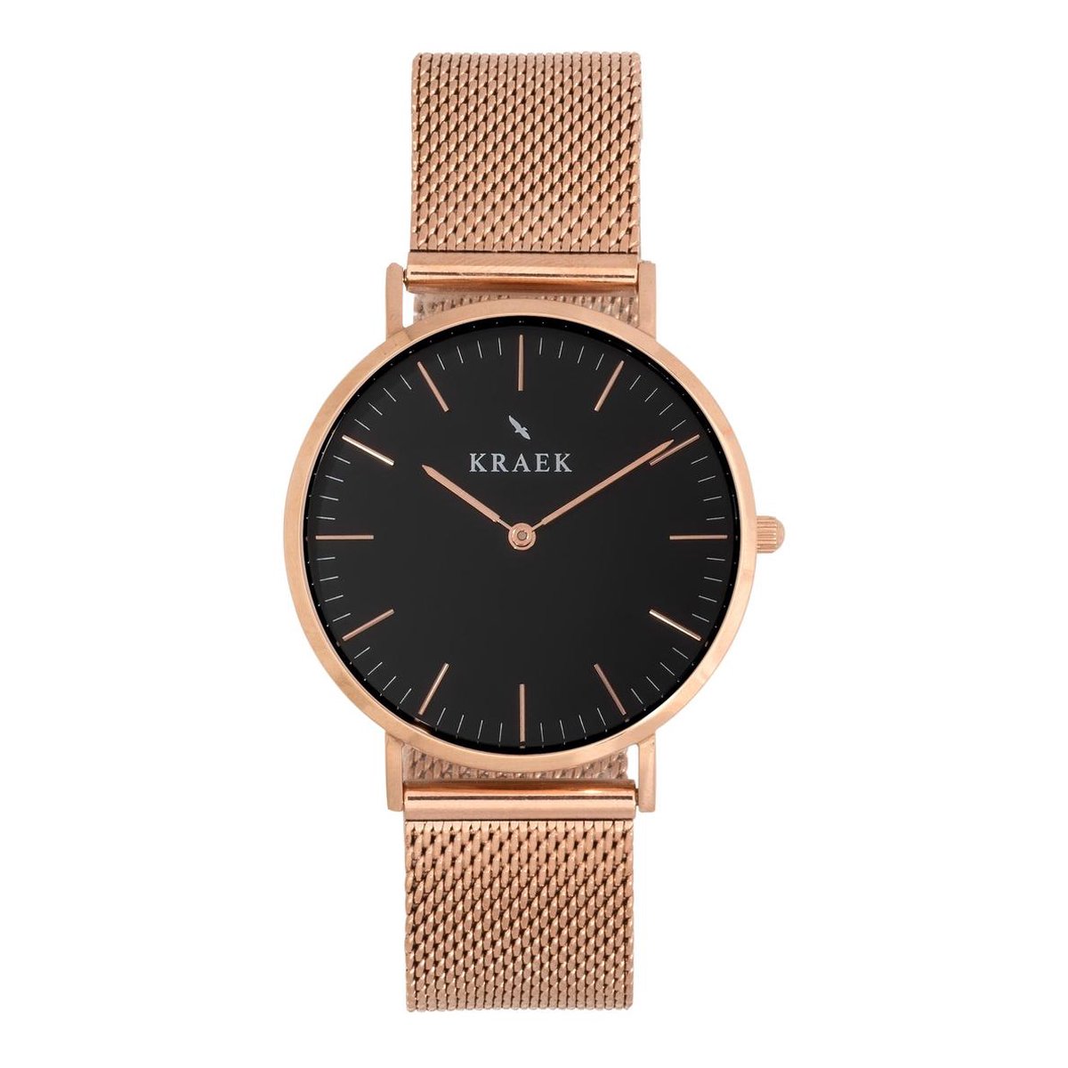 KRAEK Sarika Rosé Goud Wit 36 mm | Dames Horloge | Rosé Goud mesh horlogebandje