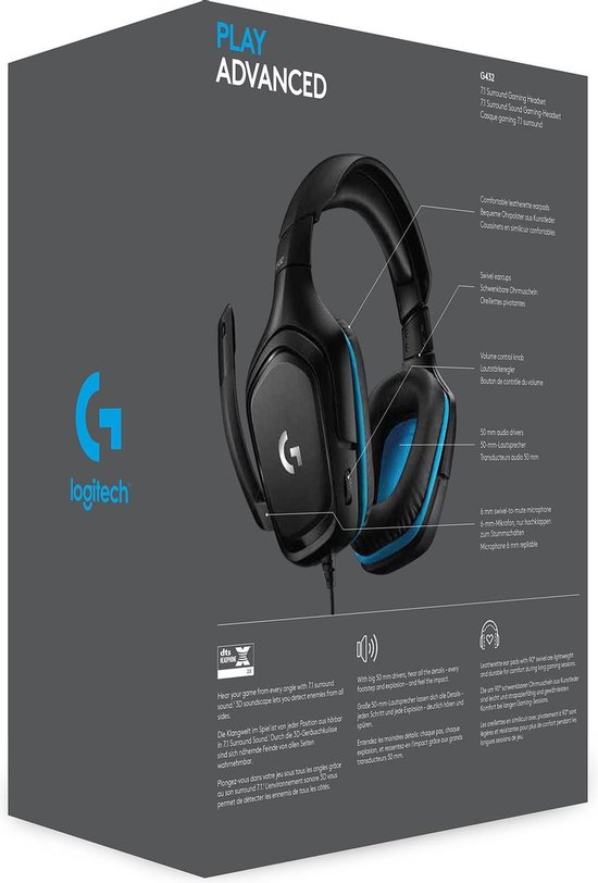 Logitech G432 - Gaming Headset - Geschikt voor PC - Blauw - Logitech G