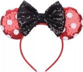 Minnie Mouse, diadeem, glitters, rood, witte stippen