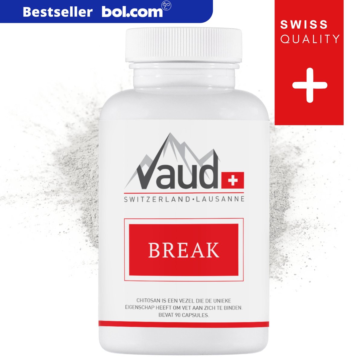 Vaud Break 90 Capsules 1500mg chitosan Afvallen Afslank product Afval pillen Fatburner