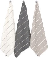 Jokipiin - Linnen handdoek - 75 x 150 cm - zwart met witte strepen