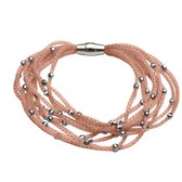 Silventi 910470581 Zilveren Armband - Geweven Mesh - Magneetsluiting - Bol - 19cm - Zilverkleurig - Rosekleurig