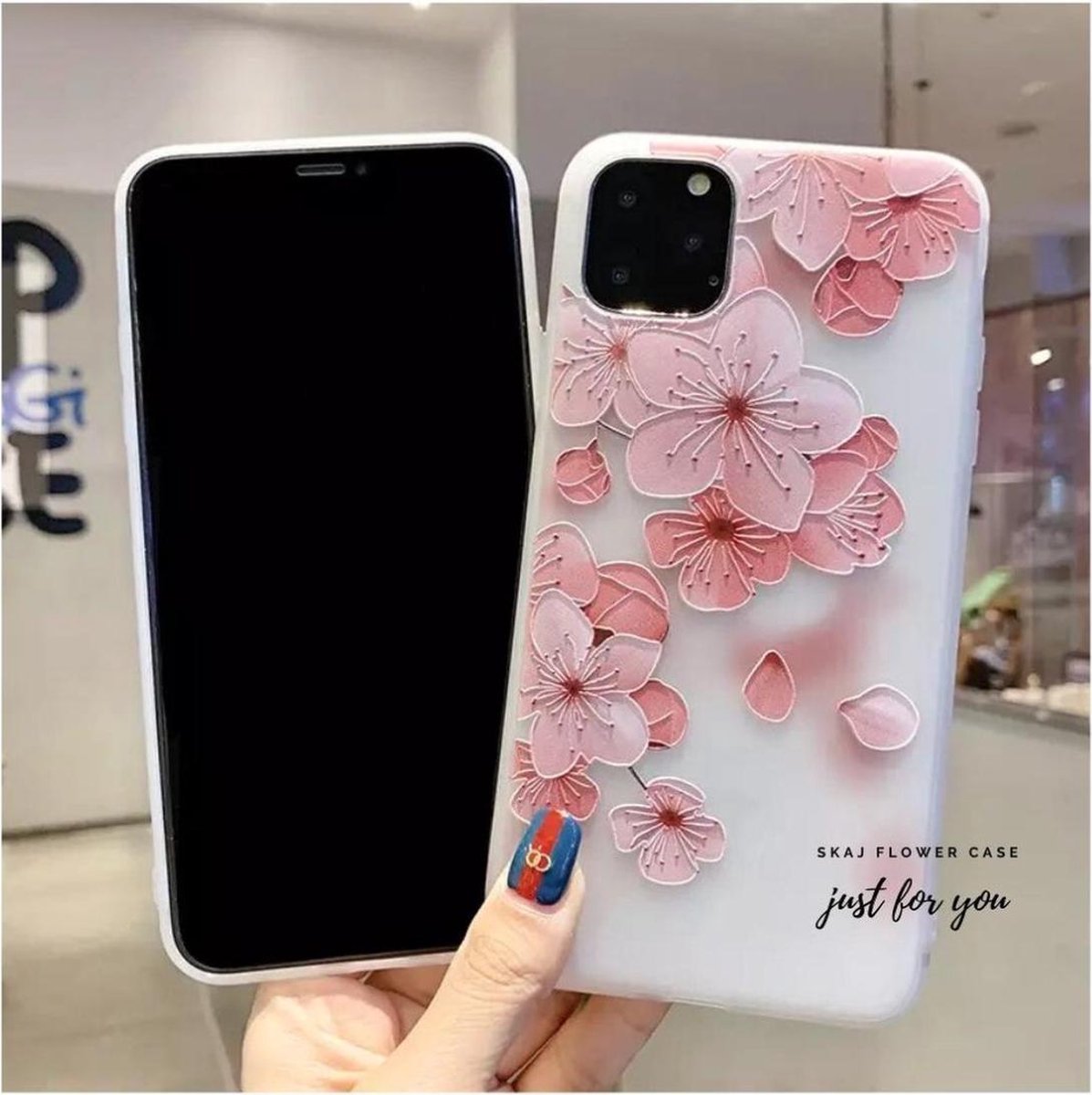 iPhone Xs Max Hoesje Shock Proof Siliconen Hoes Case Cover Transparant - Bloemen