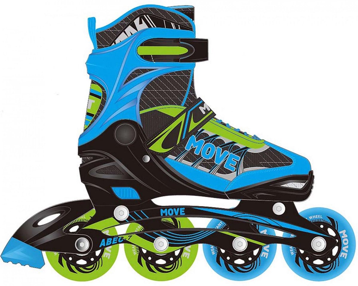 Move Fast verstelbare inlineskates - Maat 38-41 - Unisex - blauw/zwart/groen - Move