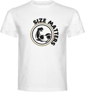 Fitness T-Shirt - Gym T-shirt - Work Out T-shirt - Sport T-Shirt - Regular Fit T-Shirt - Fun - Fun Tekst -  Sporten - Size Matters  - Wit - Maat XL