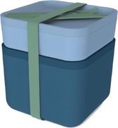 HIP Lunchbox Set - Met Bestek - Bamboe/Polypropyleen/Siliconen - Set van 3 Stuks - Blauw