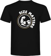Fitness T-Shirt - Gym T-shirt - Work Out T-shirt - Sport T-Shirt - Regular Fit T-Shirt - Fun - Fun Tekst -  Sporten - Size Matters  - Zwart - Maat S