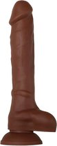 Evolved - buigzame lange dildo met scrotum en zuignap 20,9 cm - Bruin