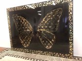 Ultra Exclusive golden butterfly Epoxy/resin Gloss art met glitters en steentjes 12mm 90x60, gouden exclusieve vlinder