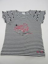 Dirkje , meisje, t-shirt korte mouw , streepje , wit/ grijst , tahiti rose , 110 - 5 jaar