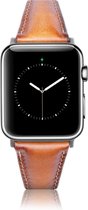 Geschikt voor Apple Watch Bandje - Cognac Bruin - Full-Grain Leer - 38/40/41mm - incl. Black Connectors Met Gesp - Oblac®