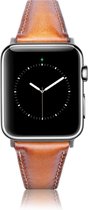 Geschikt voor Apple Watch Bandje - Cognac Bruin - Full-Grain Leer - 42/44/45/49mm - incl. Black Connectors Met Gesp - Oblac®