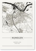 Stadskaart Nijmegen - Plattegrond Nijmegen – city map – Dibond muurdecoratie 30 x 40 cm