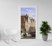 deursticker - deurposter - Stadsgezicht - a busy street - Willem Koekkoek - Hollandsche schilder -201,5 x 93 cm - ook andere maten