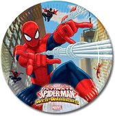 16 stuks kartonnen borden Spiderman 23 cm