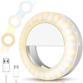 Shutterlight Selfie Light Pro - Dubbel LED ring - Warm, Neutraal & Wit licht - Dimbaar - USB oplaadbaar
