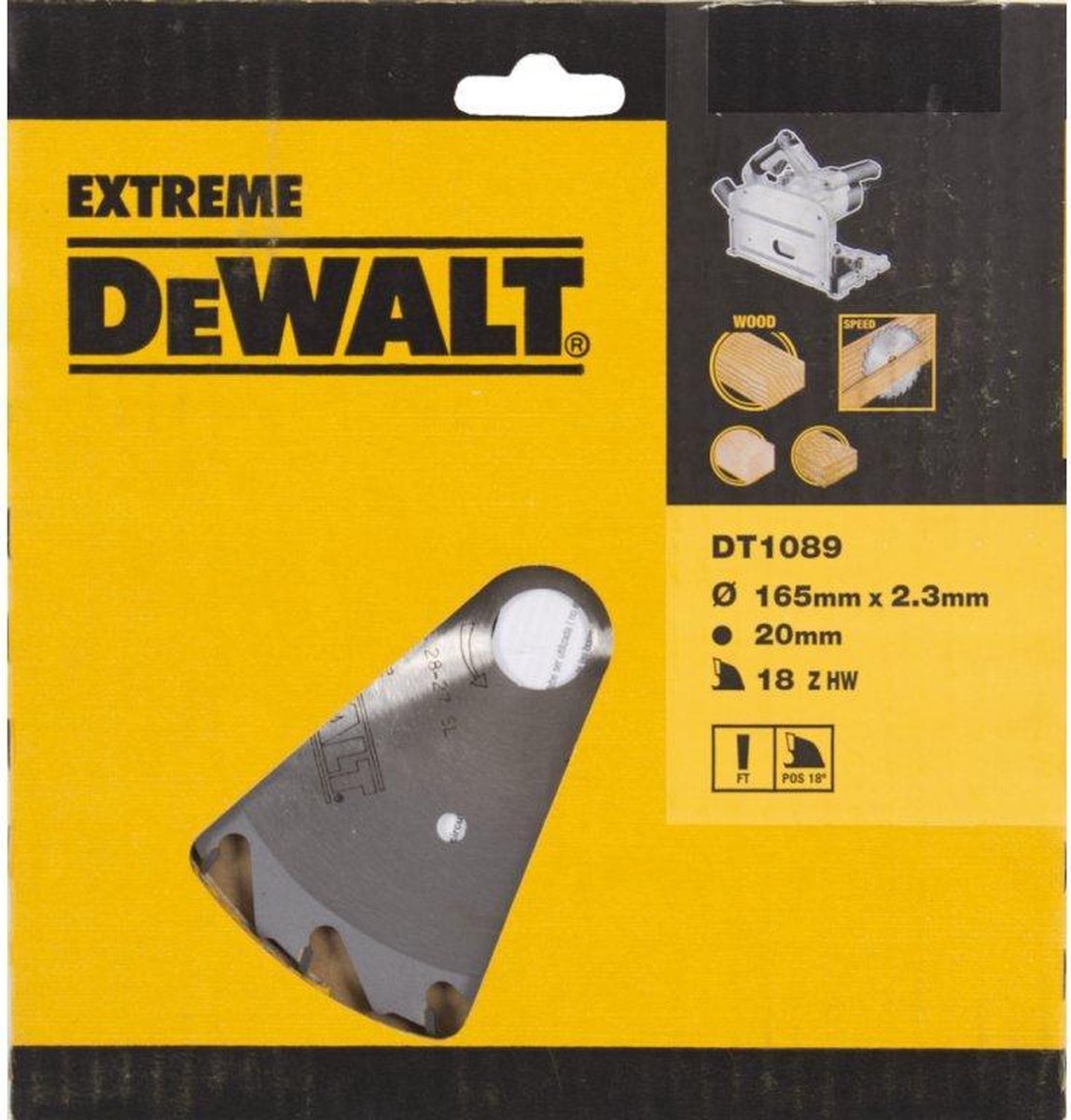 DeWalt DT1089 Extreme Cirkelzaagblad - 165 x 20 x 18T - Hout / Laminaat