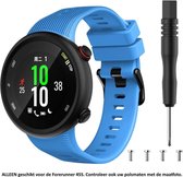 Lichtblauw siliconen bandje voor de Garmin Forerunner 45S – Maat: zie maatfoto - horlogeband - polsband - strap - blauw siliconen - blue rubber smartwatch strap
