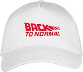 Witte Pet – Snapback met Rood “ Back to Normal “ logo