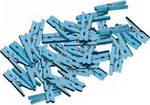 120x mini knijpers blauw - 2,5 cm - Geboorte jongen knijpertjes - Kaartjes ophangen kleine knijpertjes