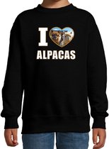 I love alpacas sweater met dieren foto van een alpaca zwart voor kinderen - cadeau trui alpacas liefhebber - kinderkleding / kleding 5-6 jaar (110/116)