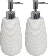 Set van 3x stuks zeeppompjes/zeepdispensers wit kunststof 19 cm - Navulbare zeep houder - Toilet/badkamer accessoires