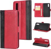 Voor Huawei P20 Retro Texture Contrast Kleur Splicing Horizontaal Flip TPU + PU lederen tas met kaartsleuven & houder & portemonnee (rood)