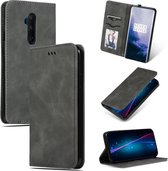 Voor OnePlus 7T Pro Retro Skin Feel Business Magnetische horizontale flip lederen tas (donkergrijs)