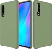 Effen kleur vloeibare siliconen dropproof beschermhoes voor Huawei P30 (groen)