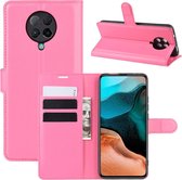 Voor xiaomi redmi k30 pro litchi textuur horizontale flip beschermhoes met houder & kaartsleuven & portemonnee (rose rood)