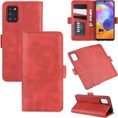 Voor Galaxy A31 Dual-side magnetische gesp horizontale flip lederen tas met houder & kaartsleuven & portemonnee (rood)