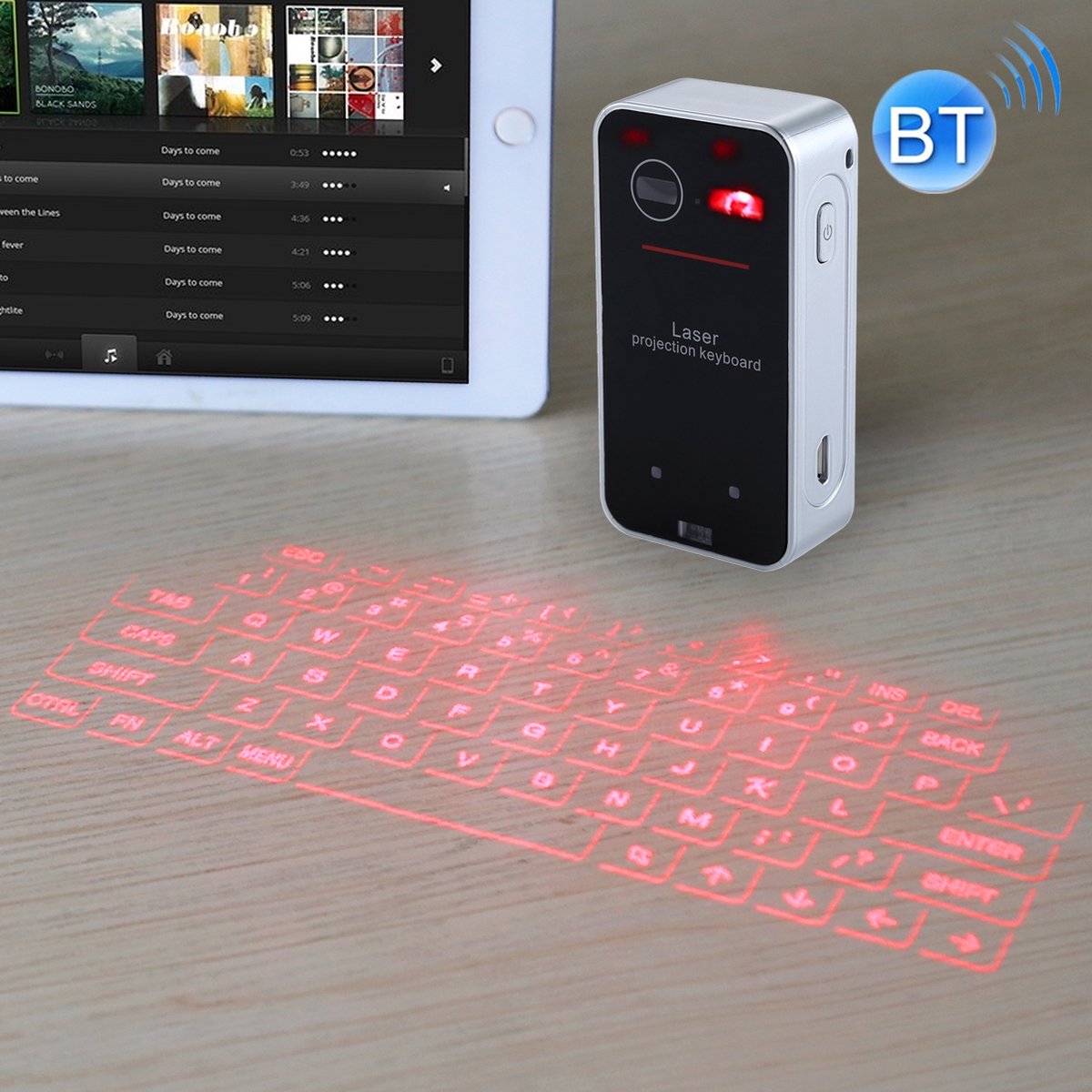Mini Pocket Virtual Bluetooth Laser projectie toetsenbord voor Android / iPhone / Apple / PC etc. (zwart)