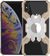 Voor iPhone XS Max Hero-serie Anti-val Slijtvaste metalen beschermhoes met beugel (goud zilver)