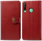 Voor Huawei Y7P retro effen kleur lederen gesp telefoonhoes met lanyard & fotolijst & kaartsleuf & portemonnee & standaardfunctie (rood)