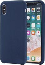 Vier hoeken volledige dekking vloeibare siliconen beschermhoes achterkant voor iPhone X / XS (blauw)