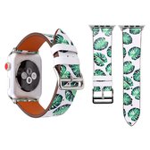 Mode echt leer nieuwe lente blauwe bloem patroon horlogebandje voor Apple Watch Series 3 & 2 & 1 38mm