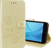 Voor Geschikt voor Xiaomi Redmi Note 5A Pro / Prime Roses Pressed Flowers Pattern Flip Leather Case met houder & kaartsleuven & portemonnee (goud)