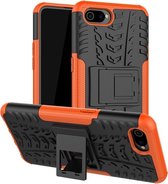 Tire Texture TPU + PC Shockproof Case voor OPPO Realme C2 / A1k, met houder (oranje)