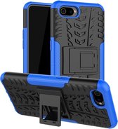 Tire Texture TPU + PC Shockproof Case voor OPPO Realme C2 / A1k, met houder (blauw)