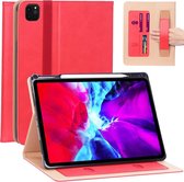 Voor iPad Pro 12.9 (2020) Retro textuur PU + TPU horizontale flip lederen tas met houder & kaartsleuven & handriem (rood)