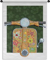 Illustration de la Tapisserie Vespa - Illustration d'une vue de face d'une Vespa Tapisserie coton 90x120 cm - Tapisserie avec photo