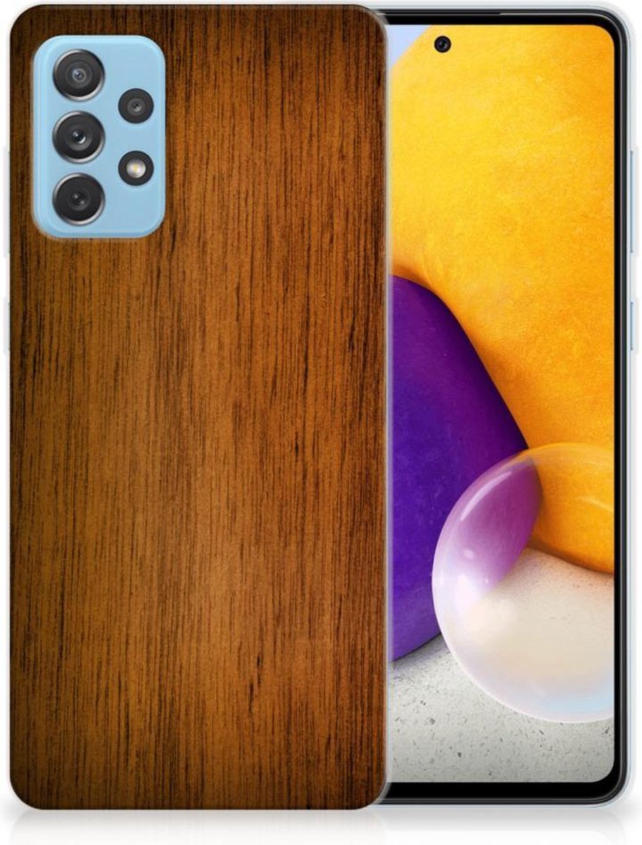 Samsung Galaxy A72 Bumper Hoesje Donker Hout