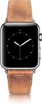 Geschikt voor Apple Watch Bandje - Antiek Bruin - Full-Grain Leer - 42/44/45/49mm - incl. Rosé Gold Connectors Met Gesp - Oblac®