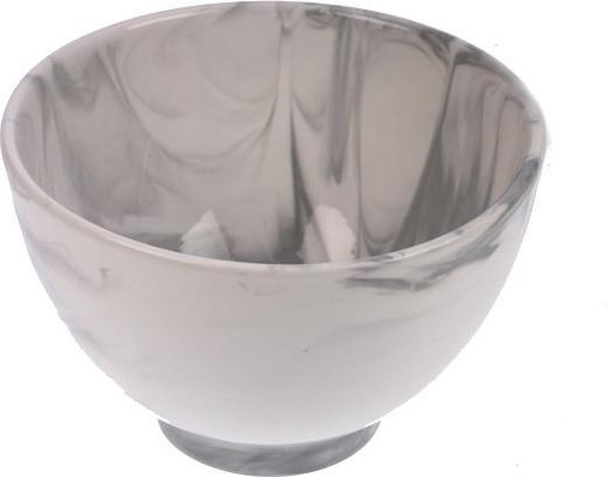 6x Kom grijs marmer porselein Ø15x11cm