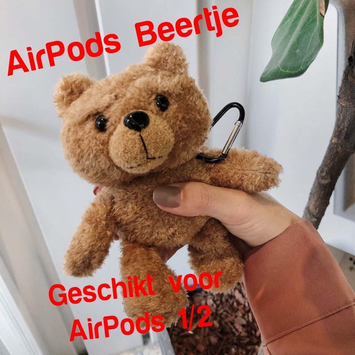 Smartphonica AirPods 1/2 teddybeer hoesje lichtbruin / Hardcase